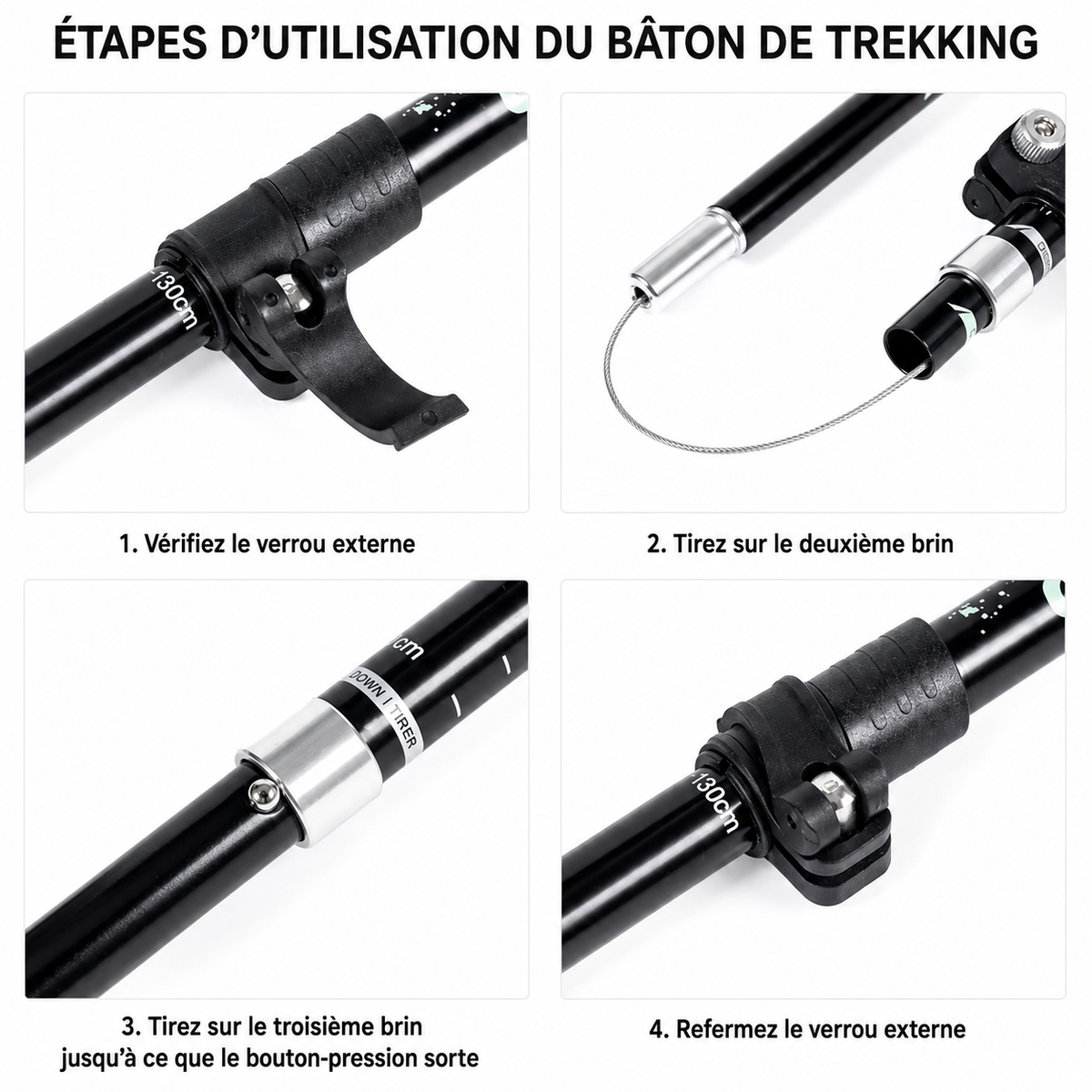 Bâton de marche pliable