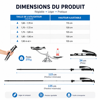 Bâtons de marche télescopiques