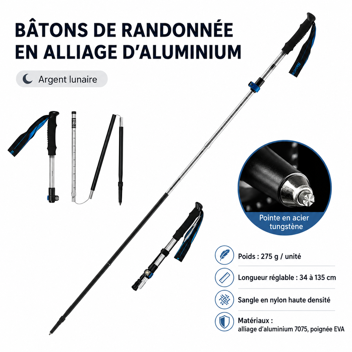 Bâtons de marche télescopiques