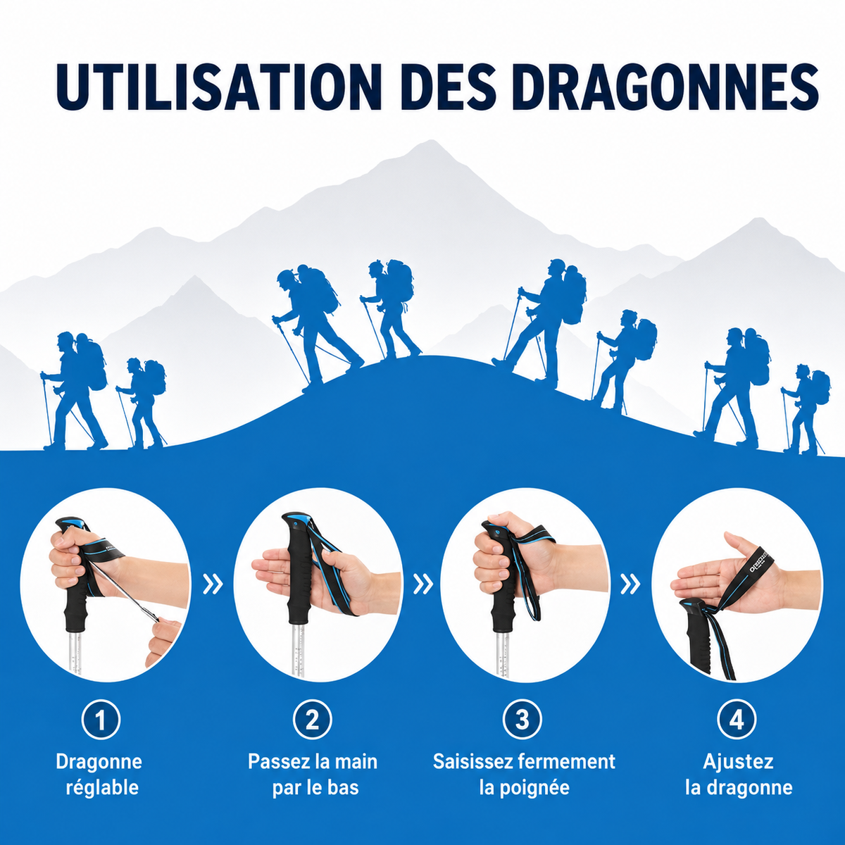 Bâtons de marche télescopiques