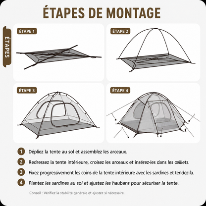 Tente randonnée 3 places légère