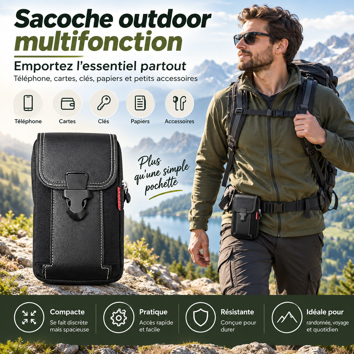 Sacoche ceinture homme