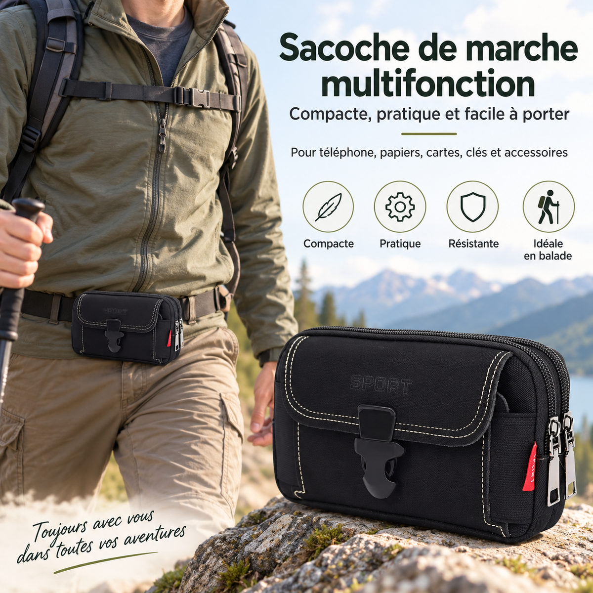 Sacoche ceinture homme