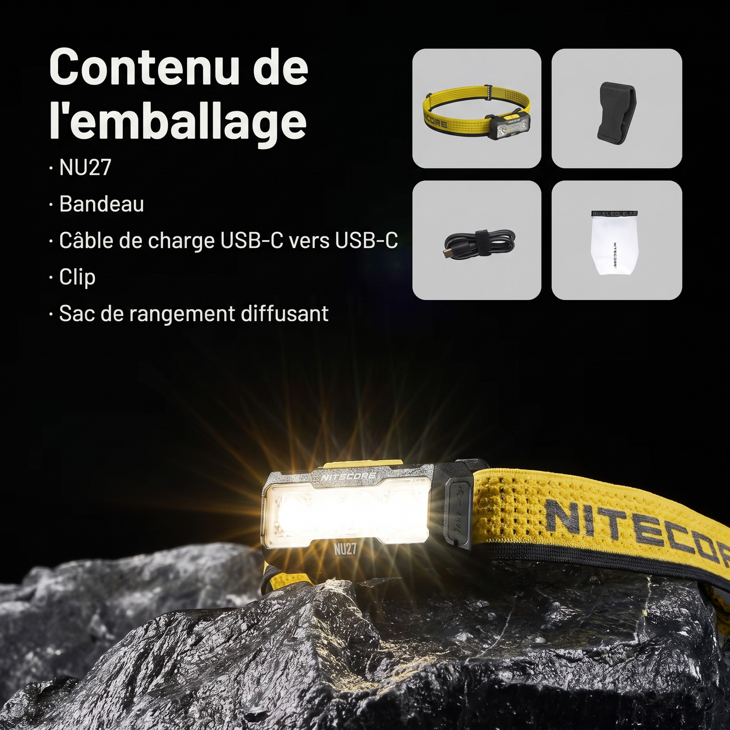 Lampe frontale rechargeable