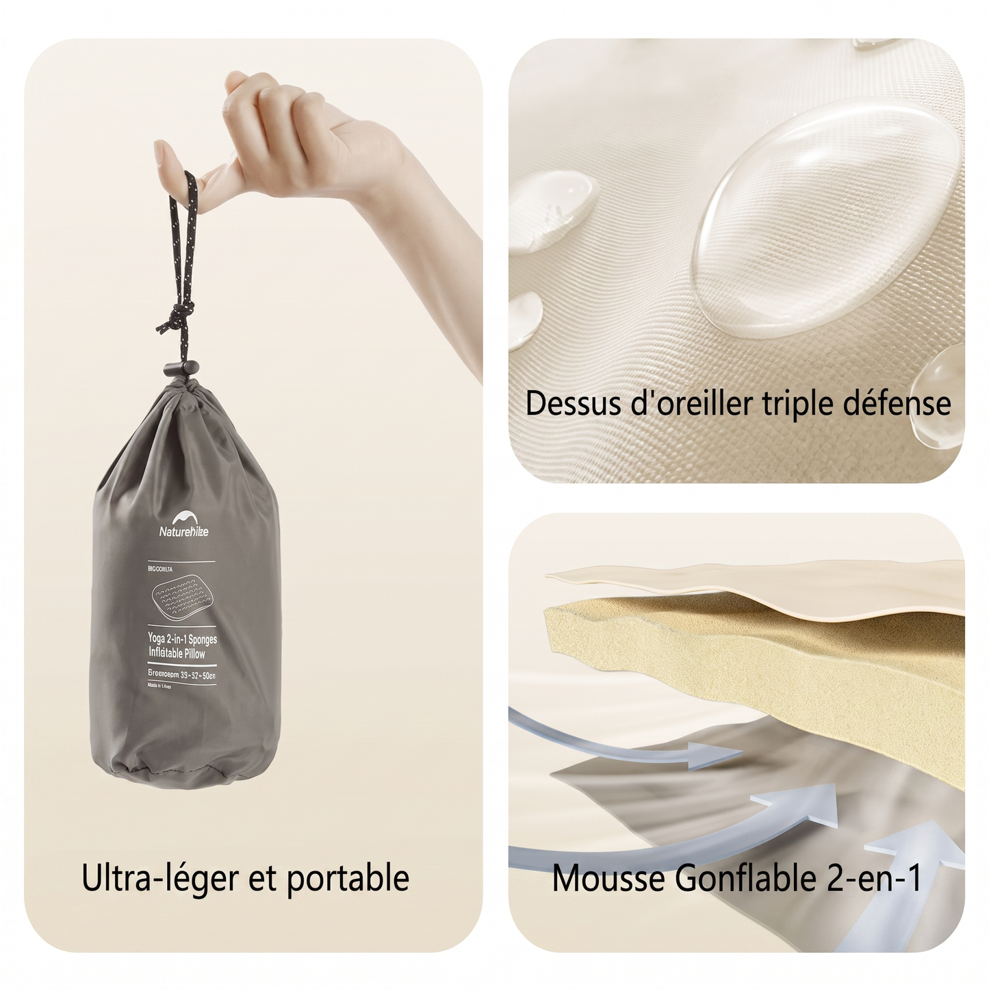 Oreiller de voyage gonflable